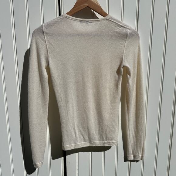 Loro Piana Fine Cashmere Long Sleeve Crewneck Tee Shirt Sweater Size 40 IT Cream - Picture 2 of 16